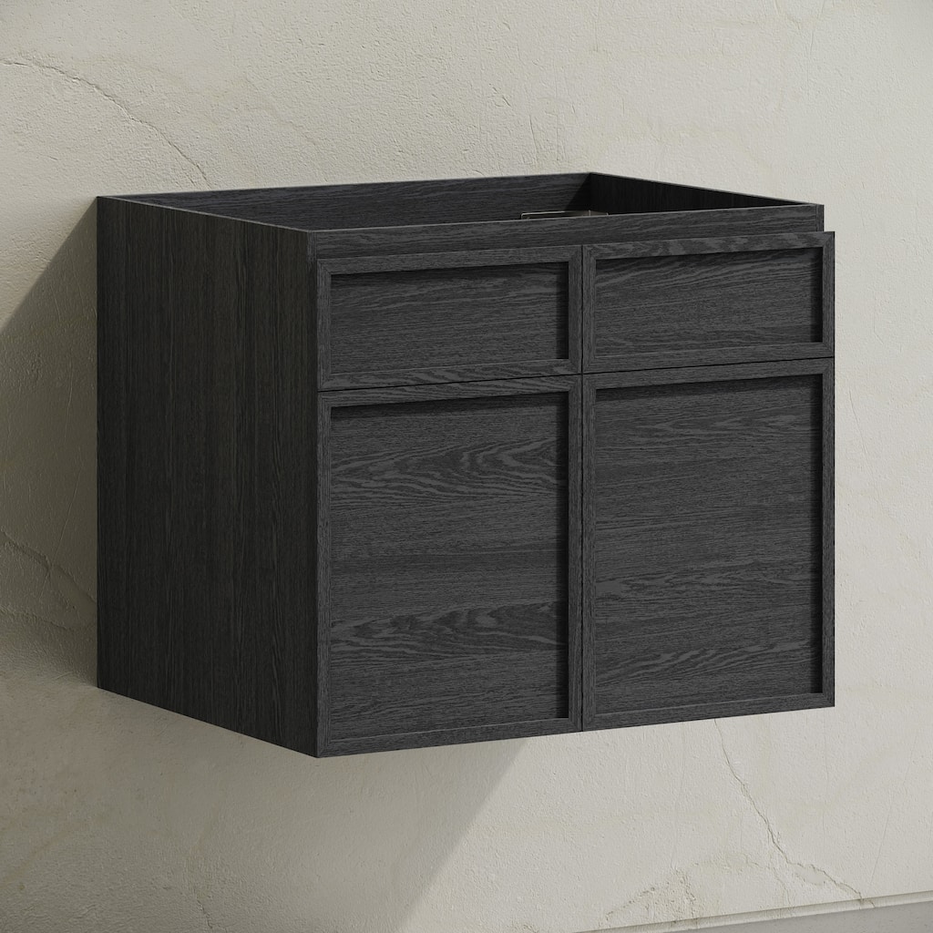 St. Tropez 24" Wall-Mounted Bathroom Vanity Cabinet Without Top In Black Oak - 24