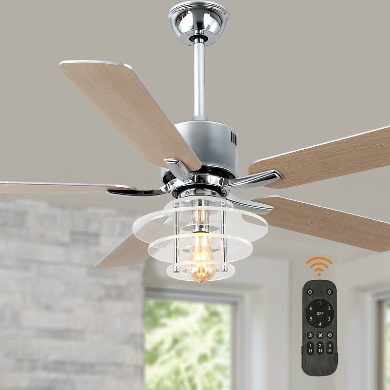 Bella Depot 52" Modern Ceiling Fan with Light and Remote 6-Spped Reversible Fan