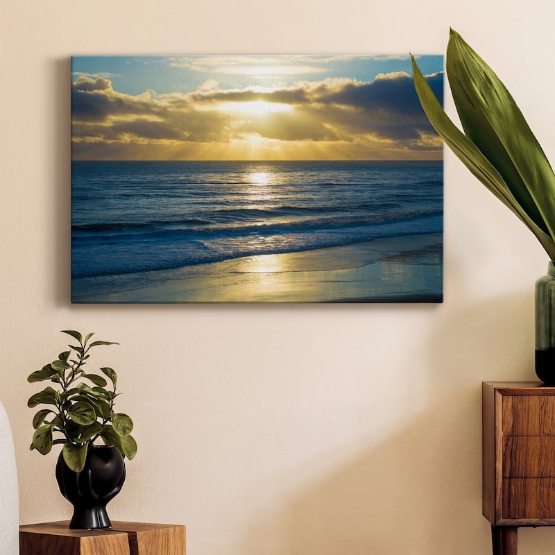 Beach Sunset Surfers Premium Gallery Wrapped Canvas - Ready to Hang