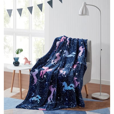 Asher Home Magical Unicorns Plush Throw Blanket