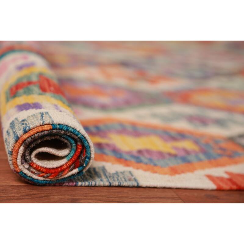 Geometric Kilim Oriental Large Rug Flatweave Bedroom Wool Carpet - 10'3"x 15'11"