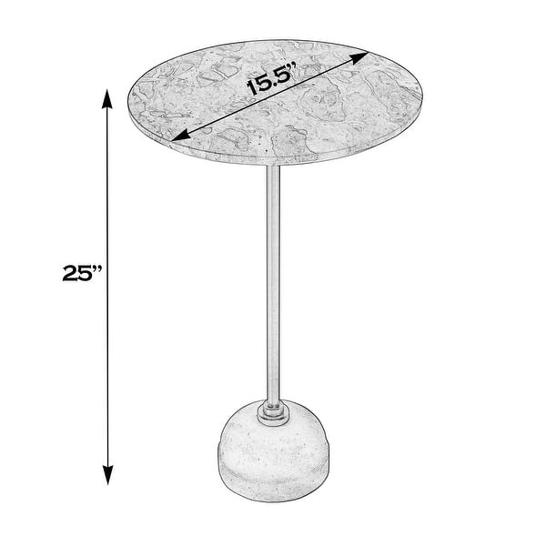Zion 16 in. W Round Marble and Iron Side Table