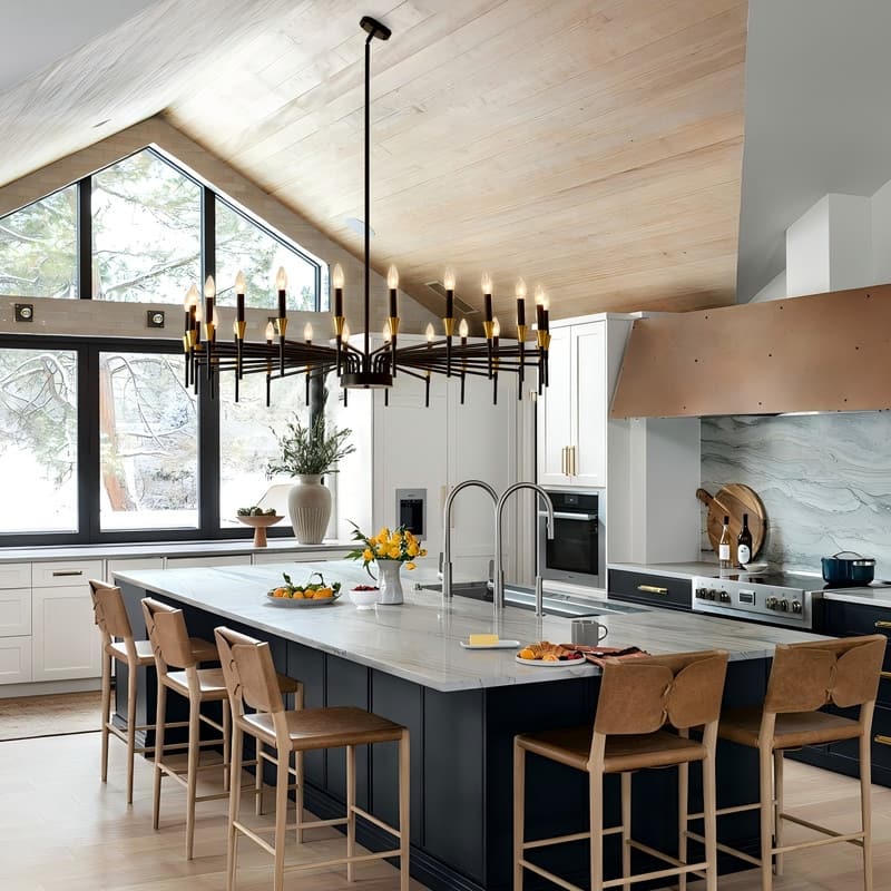 Black Farmhouse Chandelier Modern Candle Chandelier for Dining Room