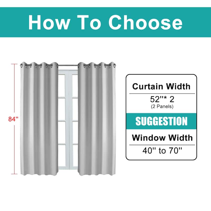 Pro Space 2 Panels Thermal Room Blackout Rod Pocket Curtain