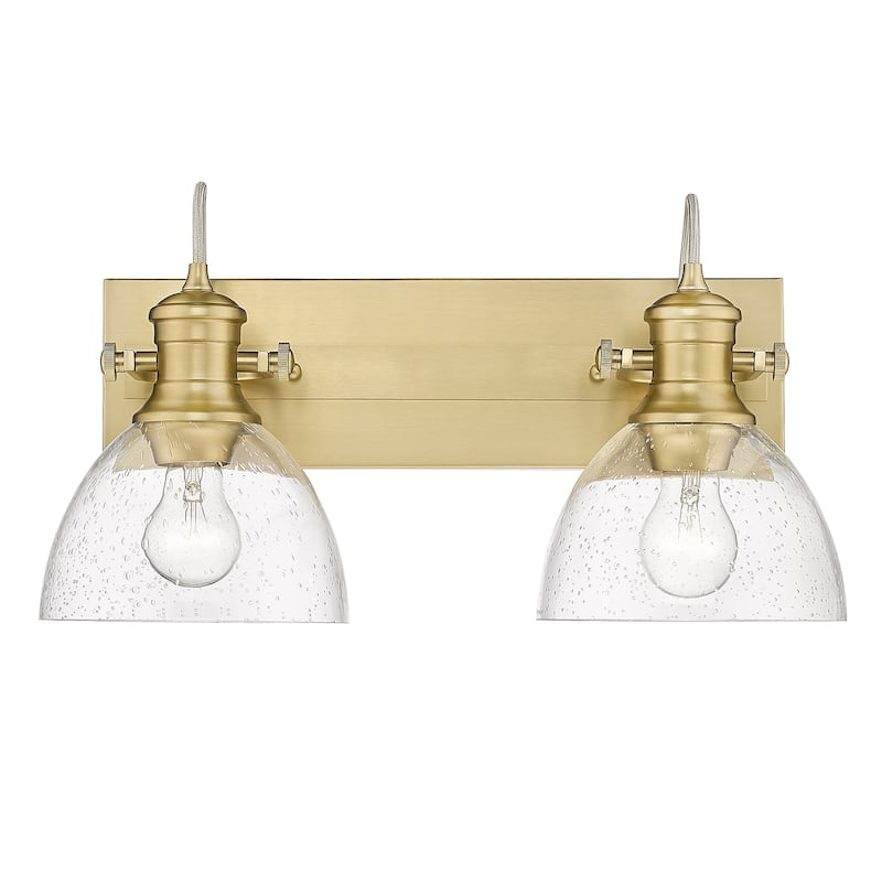 Yep by Golden Lighting Hines 2-light Vanity in Brushed Champagne Brass and Seeded Glass
