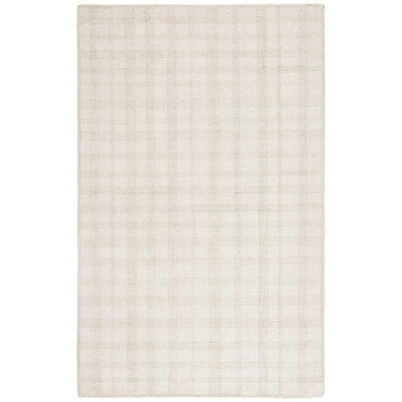 SAFAVIEH Handmade Abstract Zilia Checkered Wool Rug - 3' x 5' - Ivory/Sage - Rectangle