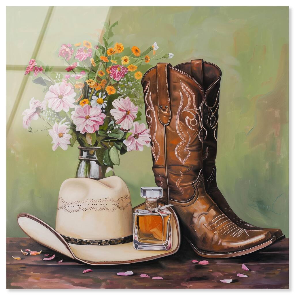 Spring Green Cowboy Necessities Acrylic by Art Remedy, Ready to Hang