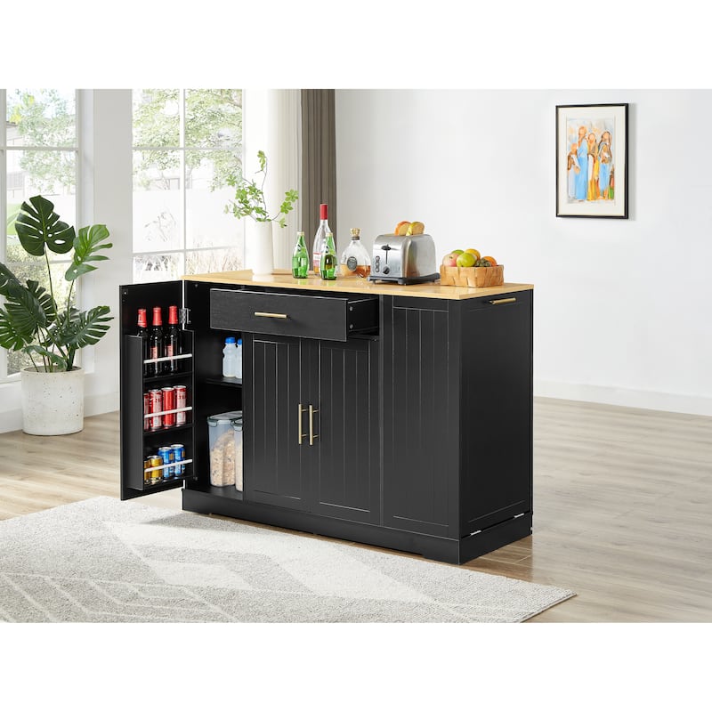 53" Kitchen Storage Islands with Drawers and Trash Can Storage for Kitchen & Dining, 53.2"W x 20.9"D x 38.0"H