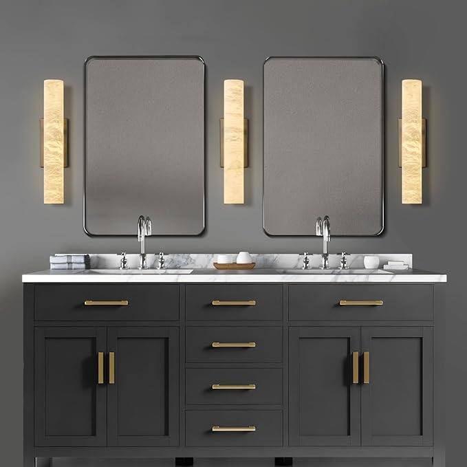 KAYLA 1-Light 20" Black LED Alabaster Wall Sconce