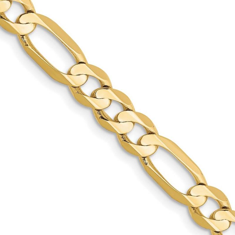 Curata 10k Yellow Gold 6mm Solid Polished Light Figaro Chain Bracelet