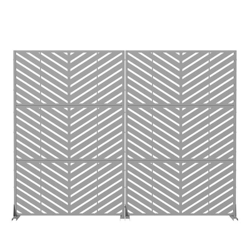 Outdoor Privacy Screen with Stand for Patio Garden Metal Fence Set of 2