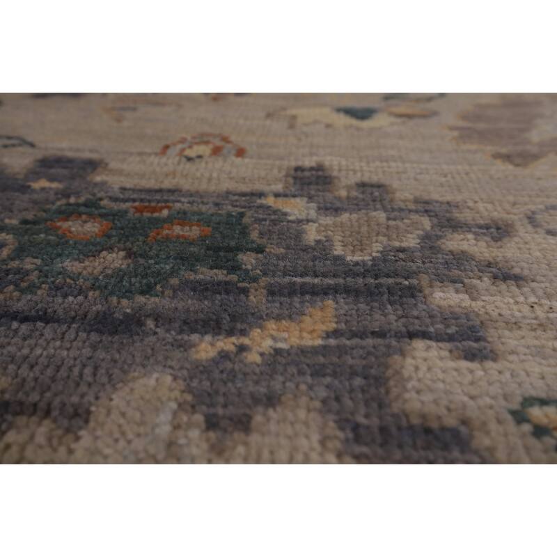 Vegetable Dye Oushak Turkish Area Rug Handmade Geometric Wool Carpet - 6'0"x 8'9"