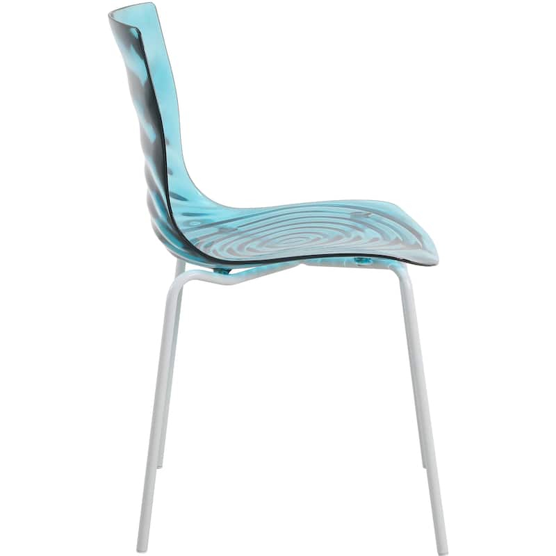 Ergonomic Dinning Chair Ripple Design in White Base Seat Set of 4