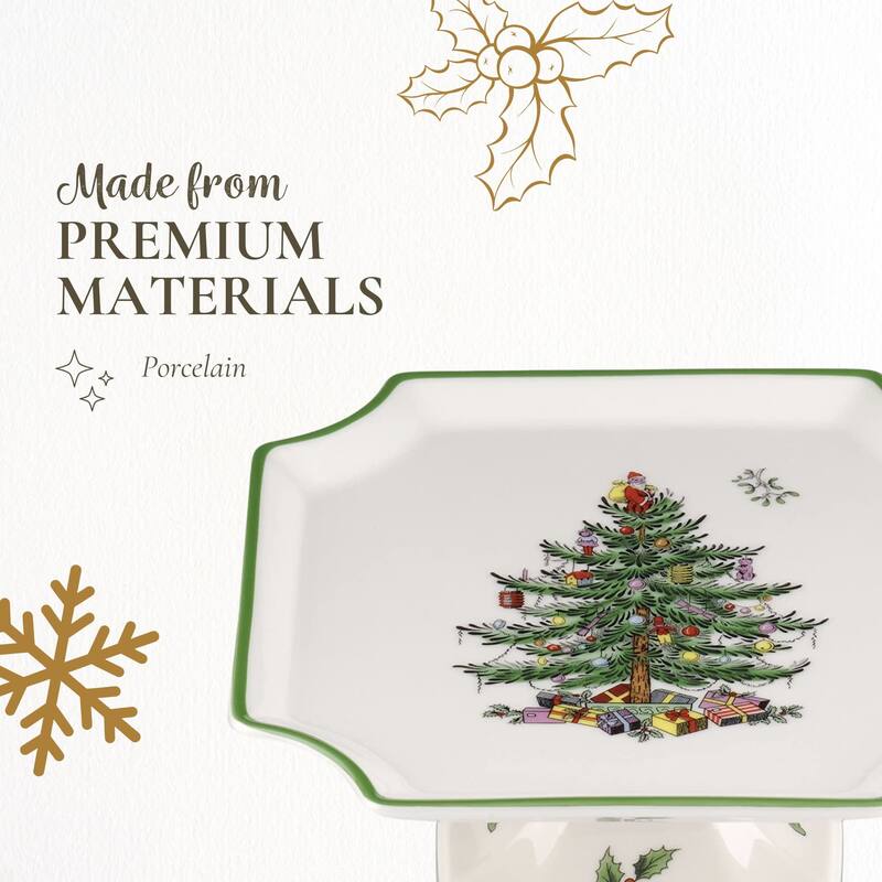 Spode Christmas Tree Footed Square Cake Plate