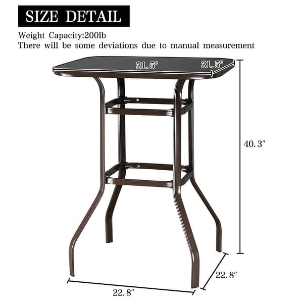 Wrought Iron Glass High Bar Table Patio Bar Table Black Bed Bath