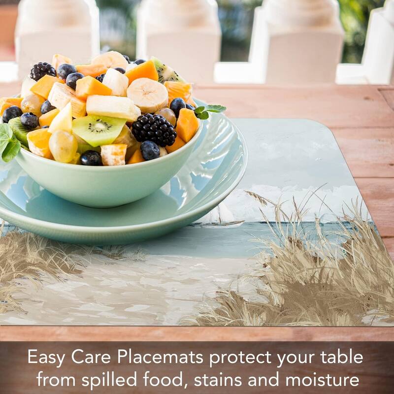 Wipe-Clean Reversible Decofoam Placemats, Coastal Scenery, Set of 4, Made in The USA