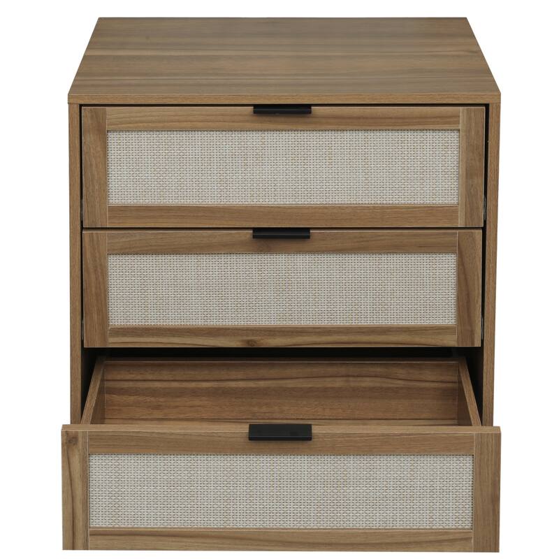Rattan 3-Drawer Cabinet with Moisture-Proof Finish & Anti-Tipping Device for Safe Storage