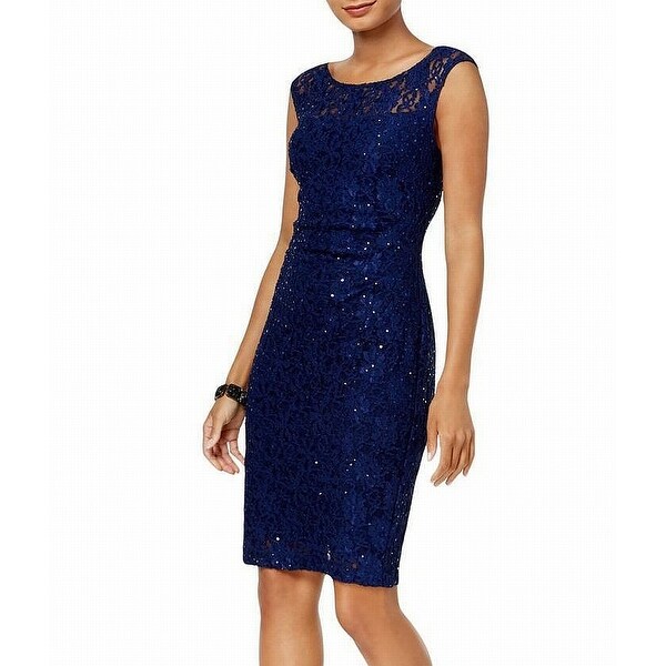 connected sequined lace sheath dress