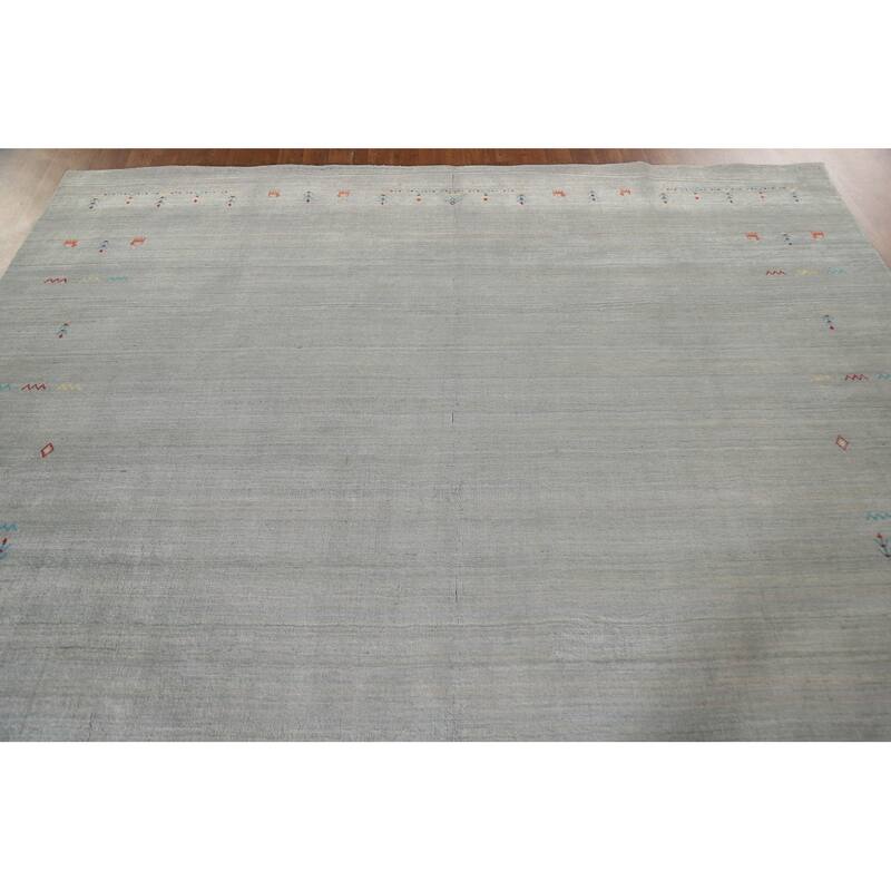 Gabbeh Indian Area Rug Hand-Knotted Beige Wool Carpet - 8'1"x 9'10"