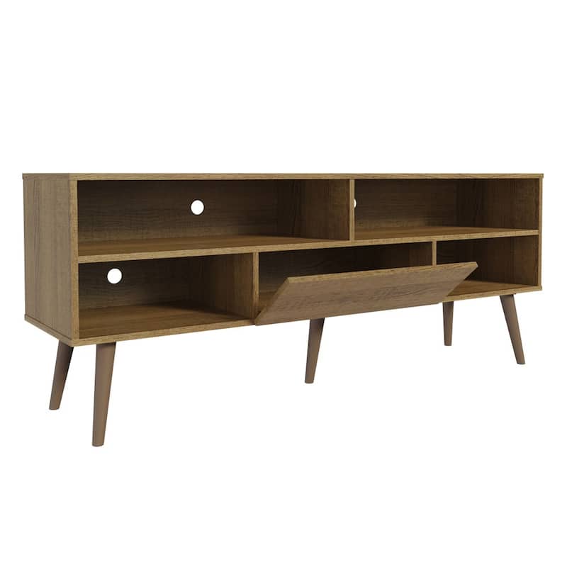 Madesa Modern TV Stand with 1 Door and 4 Shelves with Cable MANAGEMENT for 55, 65 Inch Media Storage