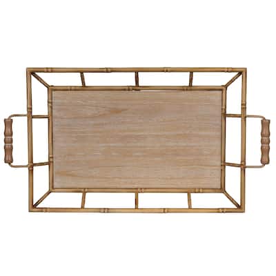 Tropical Wooden Bamboo Tray - 3.5"H x 21"W x 11.5"D