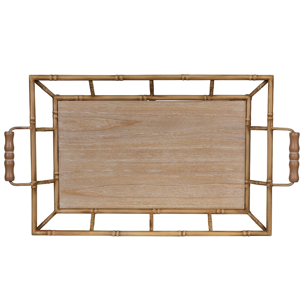 Tropical Wooden Bamboo Tray - 3.5"H x 21"W x 11.5"D