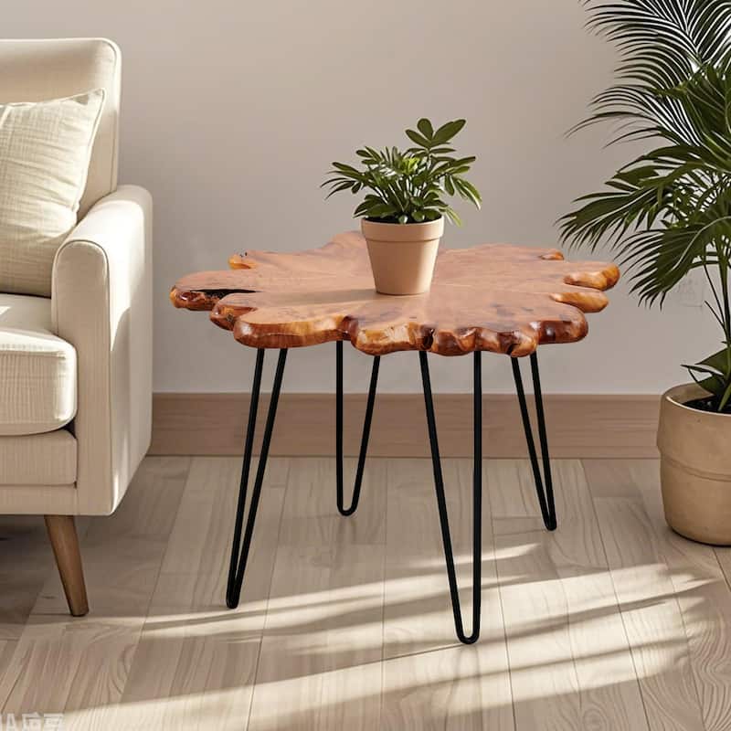 Greenage Live Edge Wood Coffee Table 4 Panels Table with Hairpin Legs
