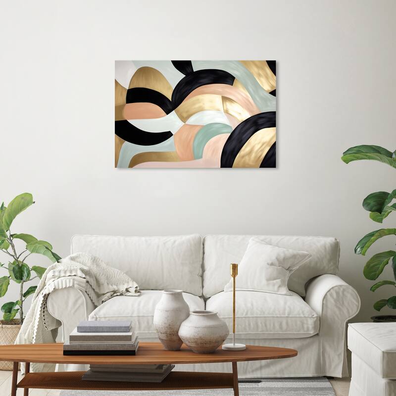 Wynwood Studio Canvas Abstract Golden Ring Bands Gold and Metallic Gold Glam Wall Art Canvas Print - 30 x 20