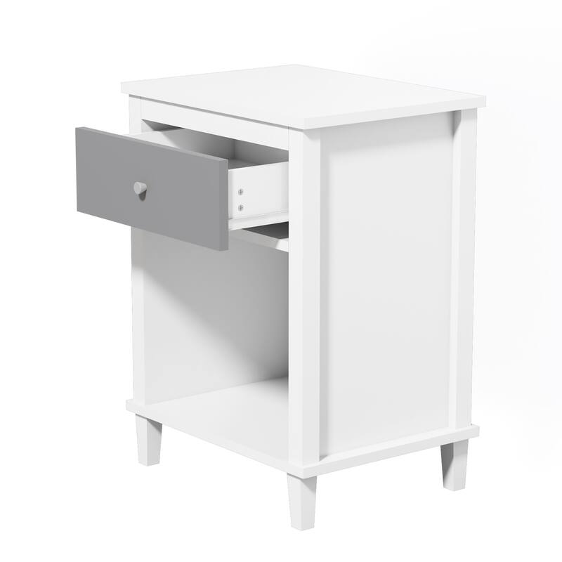 Wooden Nightstand with Drawer and Storage Shelf Modern End Table Side Table Night Stand Bedside Table for Bedroom, Living Room
