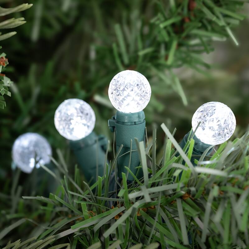 LED G12 Berry Christmas Lights - Pure White - 16' Green Wire - 50 ct