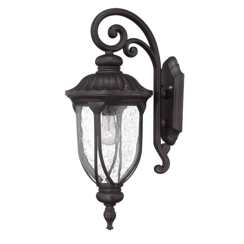 Aluminum Wall Sconce with Seeded Glass Outdoor Flush Mount - 11.5” x 9” x 22.5” (D x W x H)