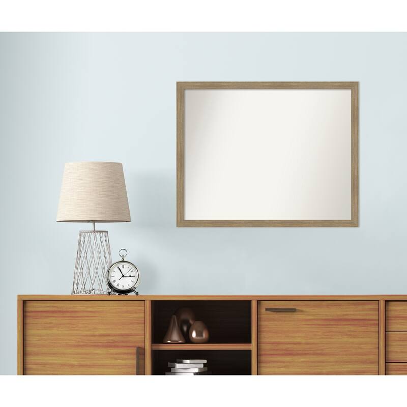 Woodgrain Stripe Non-Beveled Wood Framed Wall Mirror