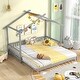 preview thumbnail 5 of 31, Extendable House Bed Twin to King Daybed with Roof and Fence Rails