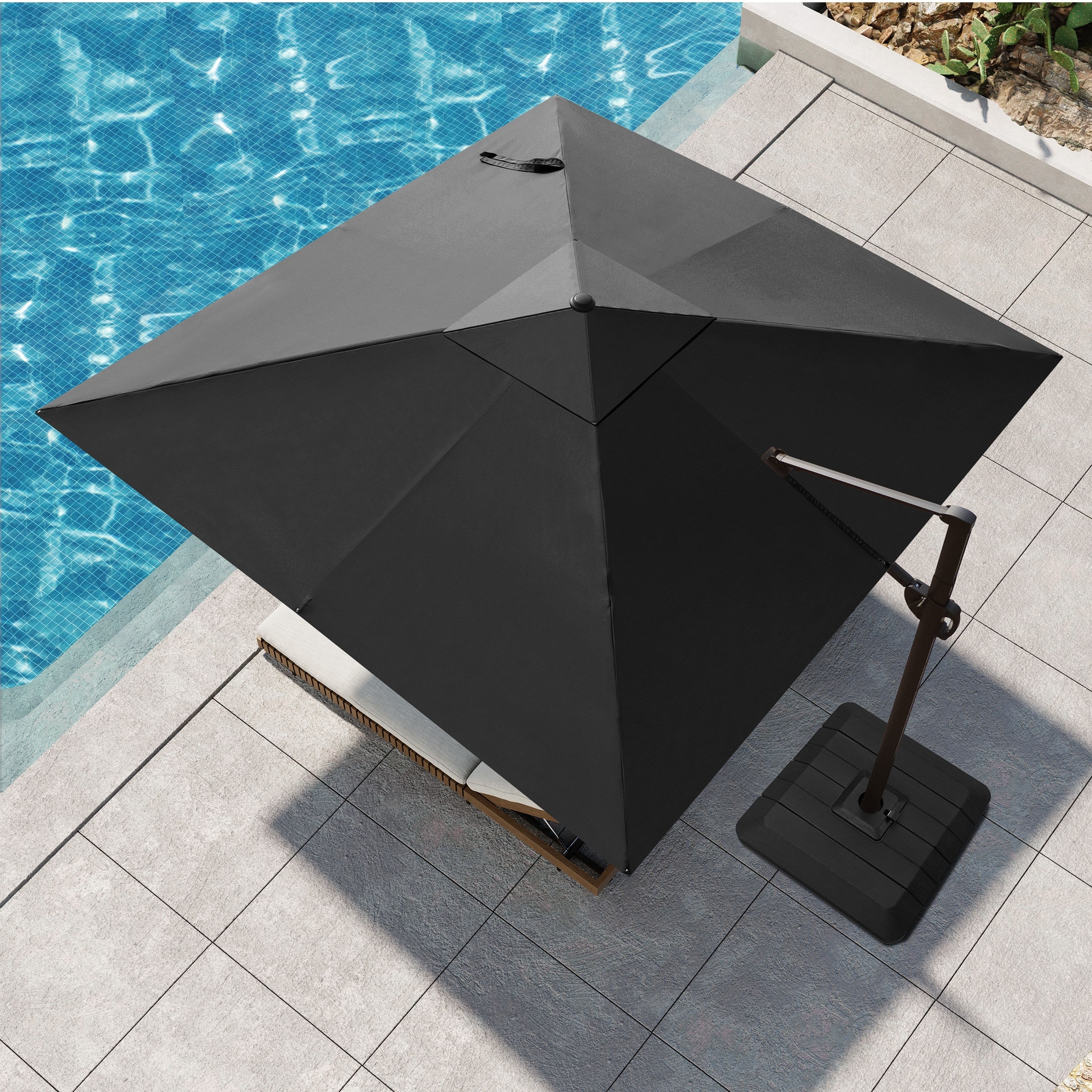 Outdoor 10.5 FT Square Patio Cantilever Offset Umbrella 360-Degree Rotation with Premium Base