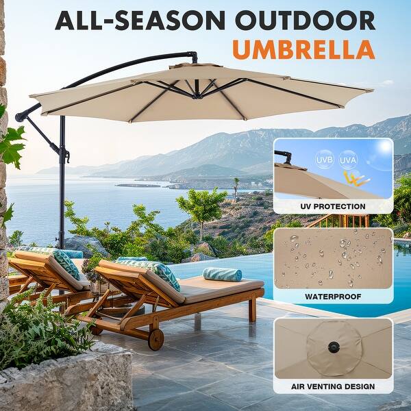 8ft offset patio umbrella Costway 8' x 8' Cantilever Square Hanging Outdoor Market 360 Rotation 26840726 New Turquoise PURPLE LEAF has been committed to providing high PURPLE LEAF 8 ft Stylish