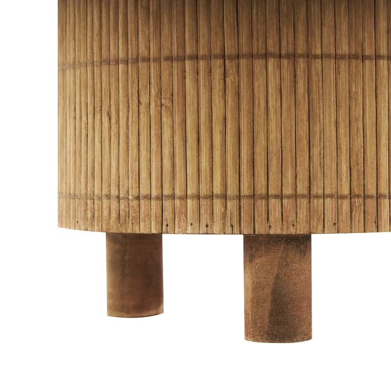 Bamboo Wood Handmade Indoor Planter with Black Metal Interior - Set of 2 Brown - Roche River Decor