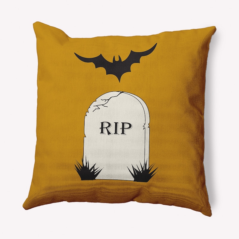 RIP Halloween Indoor/Outdoor Throw Pillow - 20" x 20" - Autumn Gold