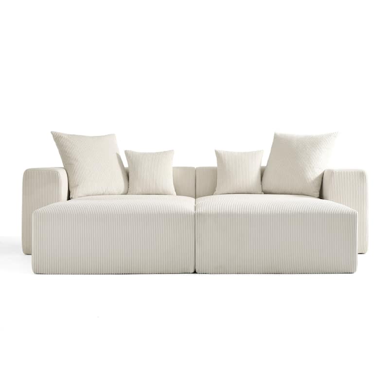 Corduroy Upholstered Modular Sectional Sofa with Ottoman