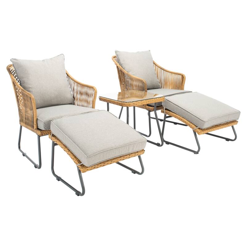 SAFAVIEH Outdoor Living Narda 5-piece Lounger Set - 26"W x 29"D x 32"H