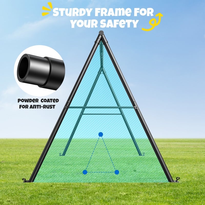 Trekassy 440lbs Heavy Duty Metal A-Frame Swing Sets for backyard with 40'' Saucer Swing