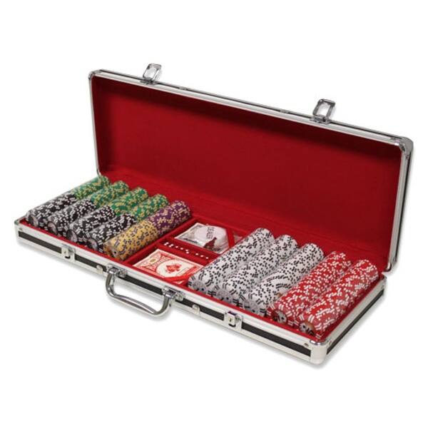 slide 2 of 4, 500 Black Aluminum Case Black Diamond Poker Chip Set - Silver