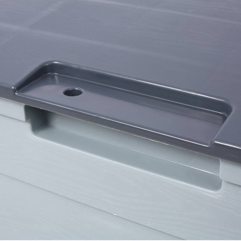 Grey Compact Wheeled Storage Deck Box with 4 Wheels and Weatherproof for Garage and Poolside Garden​​