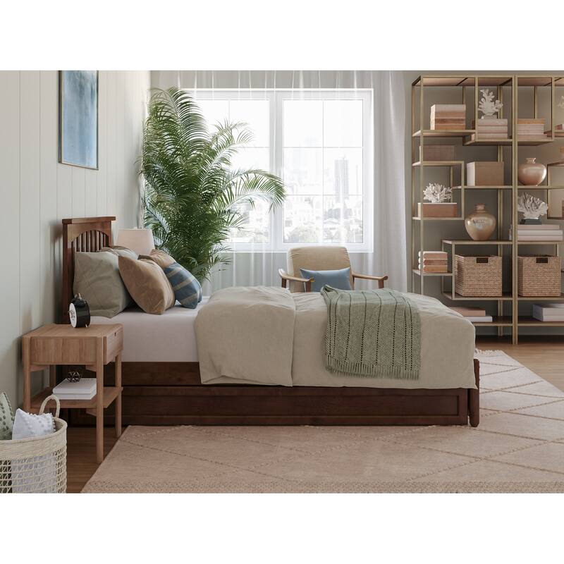 Everett Platform Bed with Panel Footboard and Twin XL Trundle