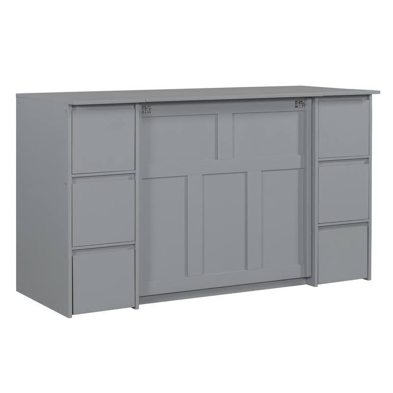 Twin Murphy Bed with Storage Drawers, Cabinets, and USB Charging - Ideal for Small Spaces