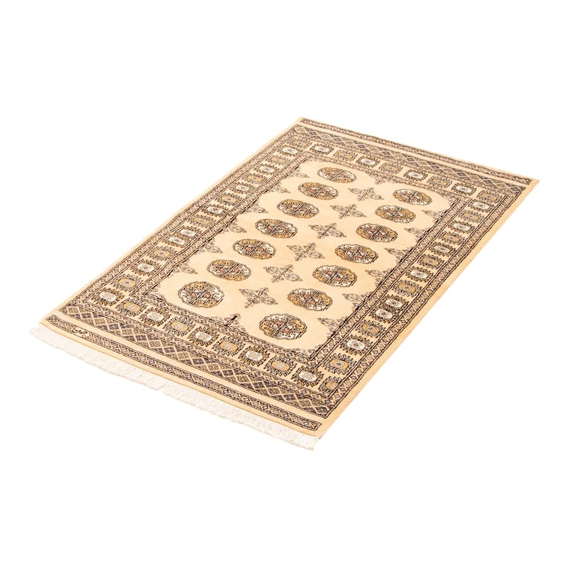 ECARPETGALLERY Hand-knotted Peshawar Bokhara Beige Wool Rug - 3'2 x 5'1
