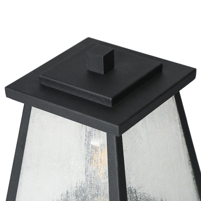 Modern Black 1-Light Outdoor Post Light Lantern for Garden Pathway - W 7" x H 13.7"
