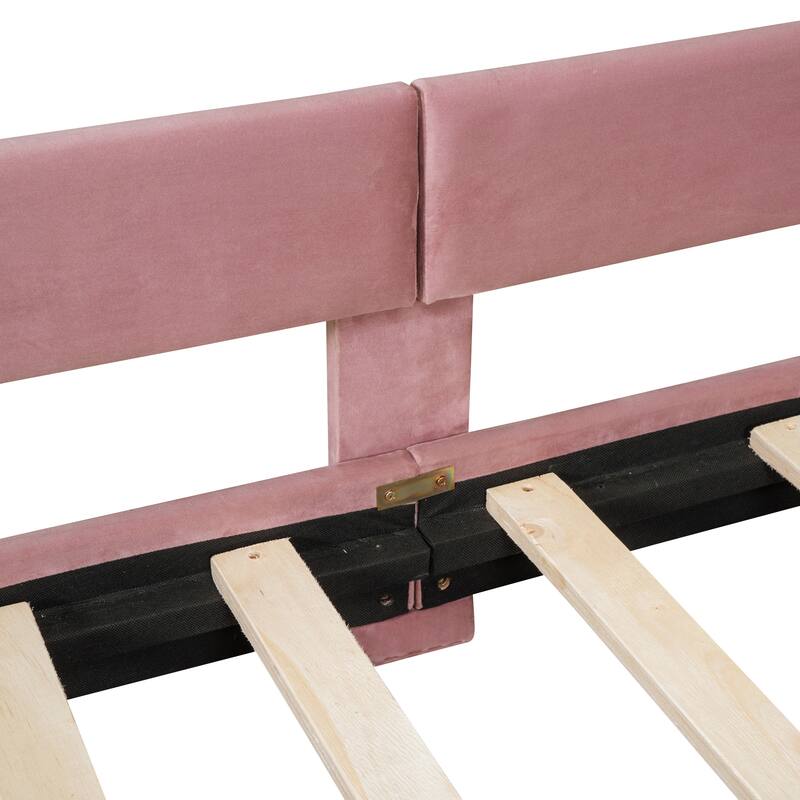 Adorable Twin Daybed with Rabbit Ear Shaped Headboard, Sturdy Frame & Velvet Upholstery - Ideal for Children's Bedrooms