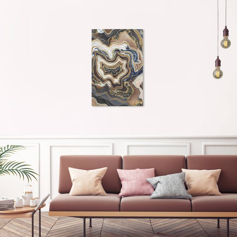 Wynwood Studio Canvas Abstract Quiet Dreams Brown and Metallic Gold Glam Wall Art Canvas Print - 20 x 30