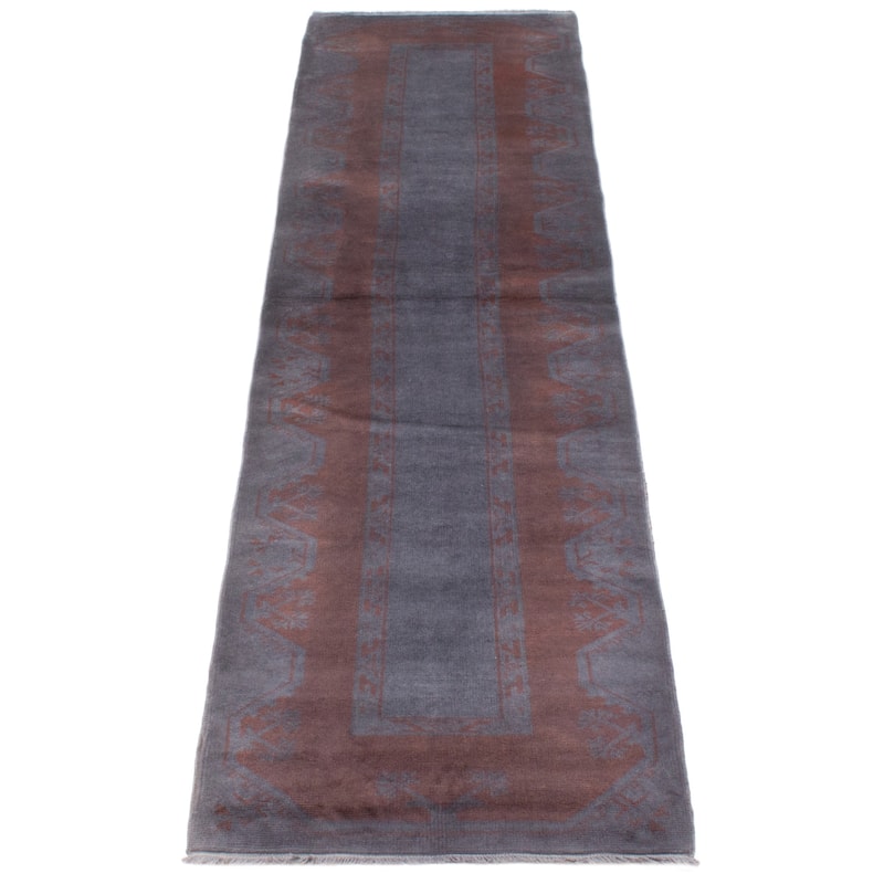 ECARPETGALLERY Hand-knotted Color Transition Charcoal Wool Rug - 2'9 x 10'5