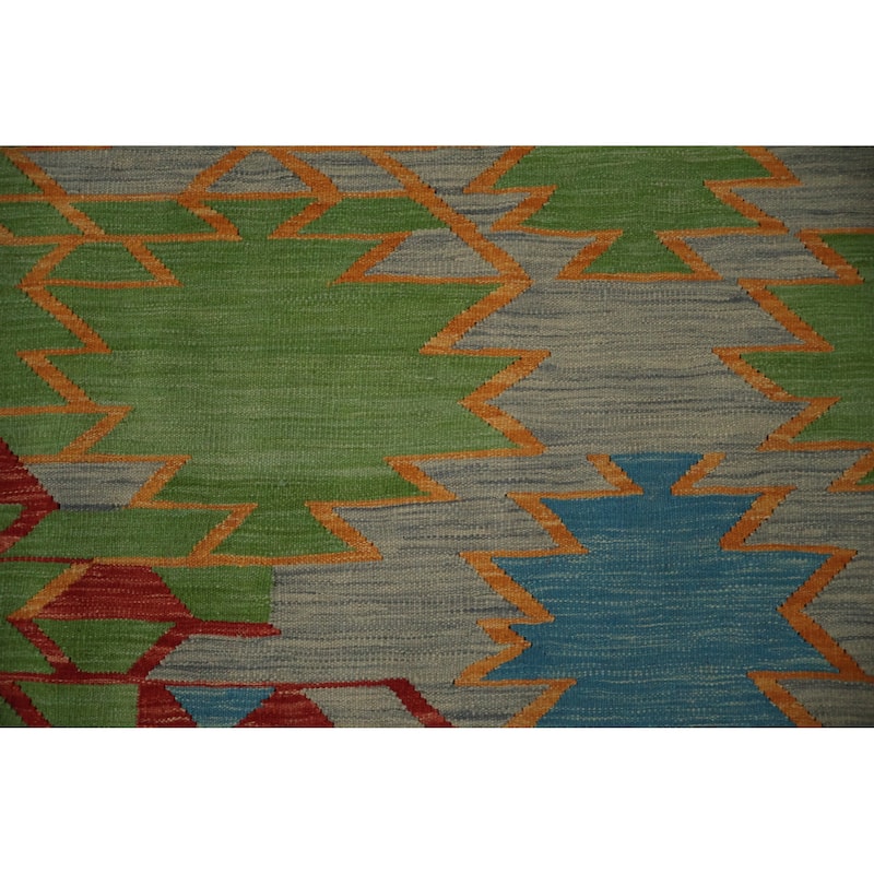 Hand Woven Oriental 100% Wool Carpet Southwestern Modern Multi-Colored Kilim Area Rug - 8' 9'' X 5' 10''